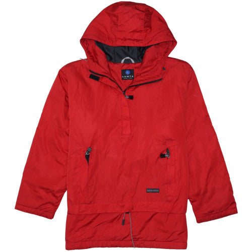 Luhta Men’s Red Anorak Jacket Hooded Lined Waterproof Size L
