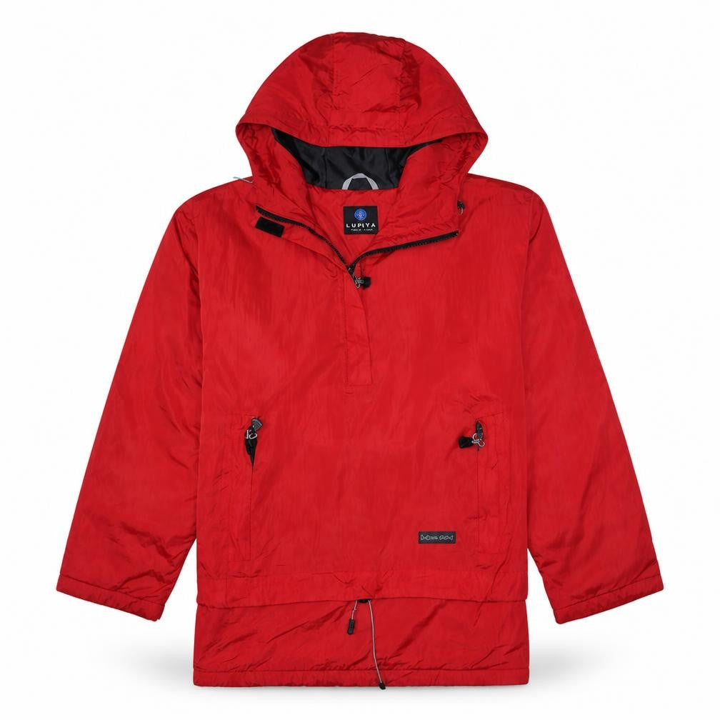 Front view of Luhta Men’s Red Anorak Jacket Hooded Lined Waterproof, size L