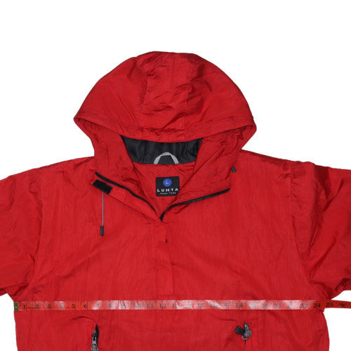 Luhta Men’s Red Anorak Jacket Hooded Lined Waterproof Size L