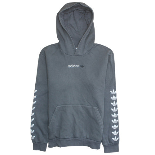 Adidas Boys Grey Pullover Hoodie 15-16 Years XL Logo Graphic Hooded Sweatshirt