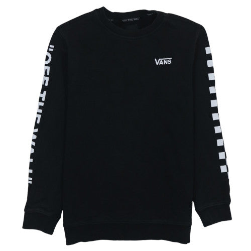 Vans Womens Black Crew Neck Pullover Sweatshirt L Cotton Logo Print