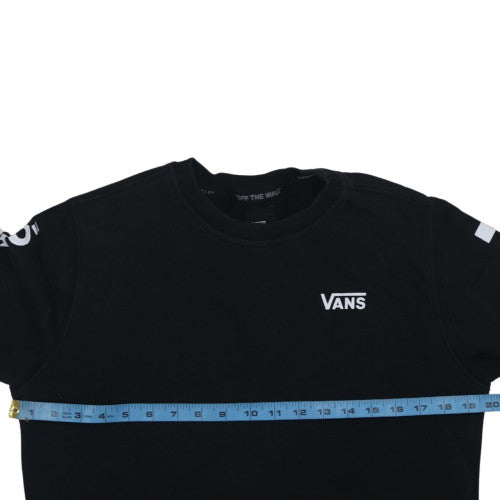 Vans Womens Black Crew Neck Pullover Sweatshirt L Cotton Logo Print