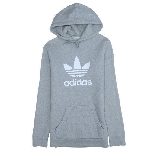 Adidas Women’s Grey Pullover Hoodie Size S Logo Print Casual Wear