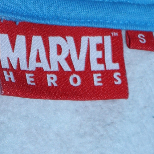 Marvel Heroes Men's Grey Pullover Hoodie Size S Graphic Print Fleece