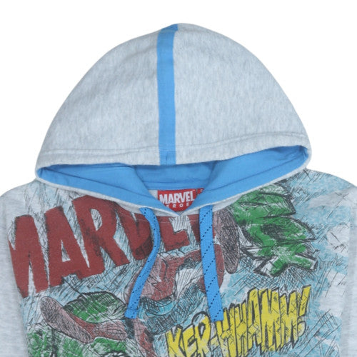 Marvel Heroes Men's Grey Pullover Hoodie Size S Graphic Print Fleece