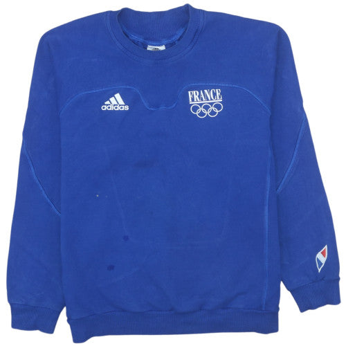 Adidas Men Blue France Olympic Pullover Sweatshirt XL Vintage