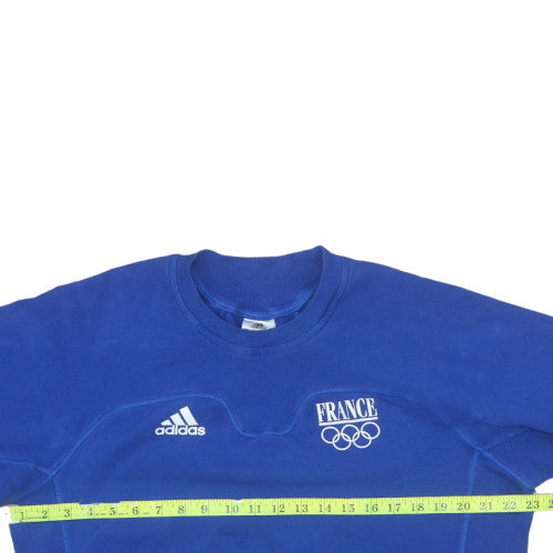 Adidas Men Blue France Olympic Pullover Sweatshirt XL Vintage