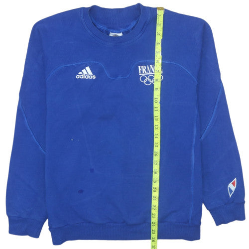 Adidas Men Blue France Olympic Pullover Sweatshirt XL Vintage