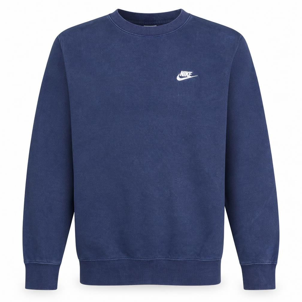 Front view of Nike Men's Blue Pullover Sweatshirt, size S, Regular Fit Crew Neck