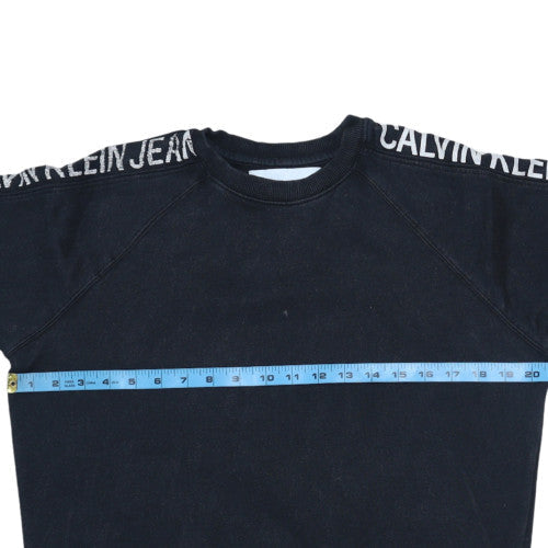 Calvin Klein Jeans Men Black Logo Crew Neck Sweatshirt Size S