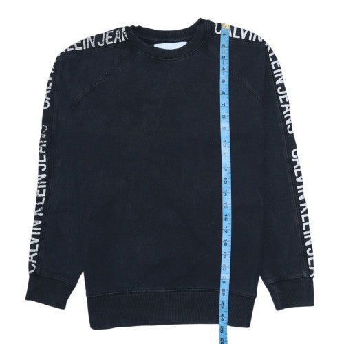 Calvin Klein Jeans Men Black Logo Crew Neck Sweatshirt Size S