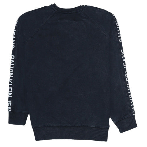 Calvin Klein Jeans Men Black Logo Crew Neck Sweatshirt Size S