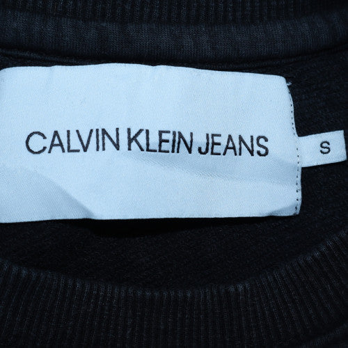 Calvin Klein Jeans Men Black Logo Crew Neck Sweatshirt Size S