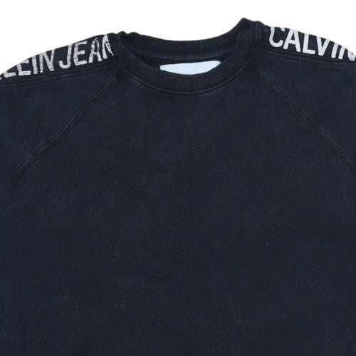 Calvin Klein Jeans Men Black Logo Crew Neck Sweatshirt Size S