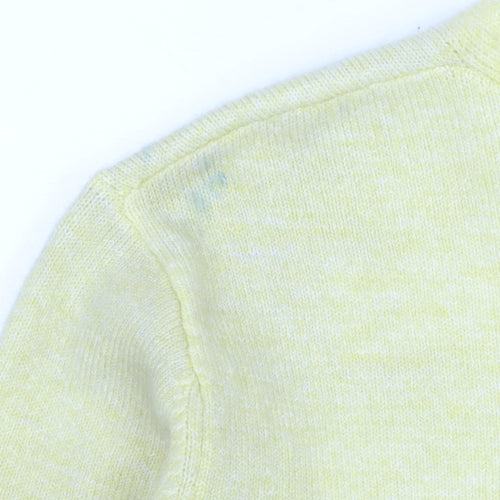 Collusion Women Yellow V-Neck Cropped Cardigan UK 10 Knit Lightweight