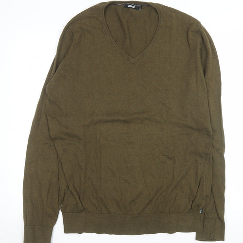 Brice Men’s Green Cotton V-Neck Pullover Jumper XL