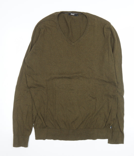 Brice Men’s Green Cotton V-Neck Pullover Jumper XL