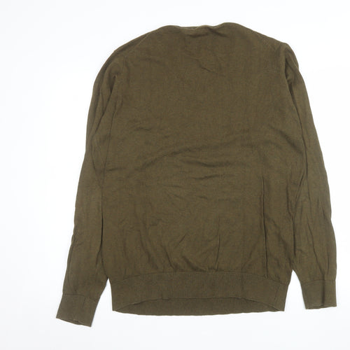 Brice Men’s Green Cotton V-Neck Pullover Jumper XL