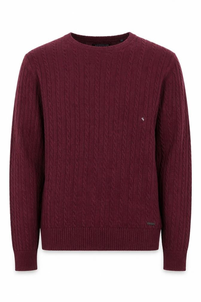 Front view of Superdry Men’s Red Cable Knit Wool Cashmere jumper, size M