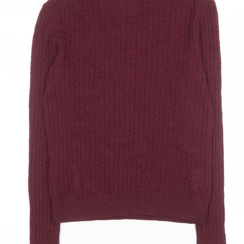 Superdry Men’s Red Cable Knit Wool Cashmere Pullover Jumper Size M