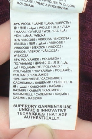 Superdry Men’s Red Cable Knit Wool Cashmere Pullover Jumper Size M