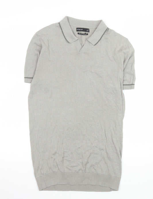 Marks and Spencer Men’s Grey Silk Cotton Collared XS T-Shirt