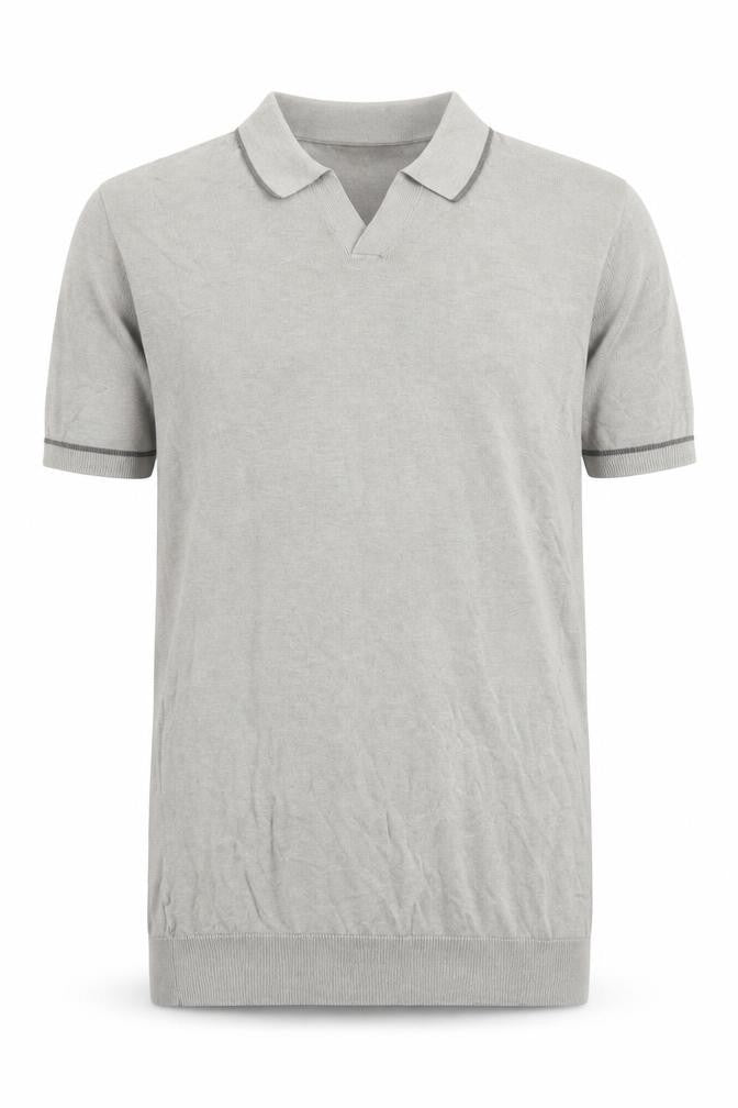 Front view of Marks & Spencer Men’s Grey Silk Cotton Collared XS T-Shirt