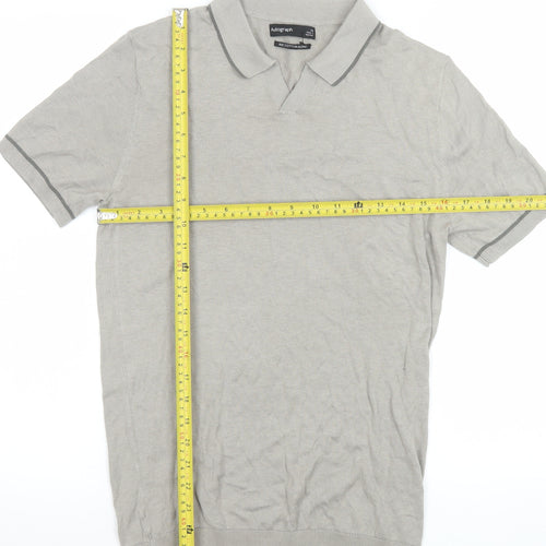 Marks and Spencer Men’s Grey Silk Cotton Collared XS T-Shirt