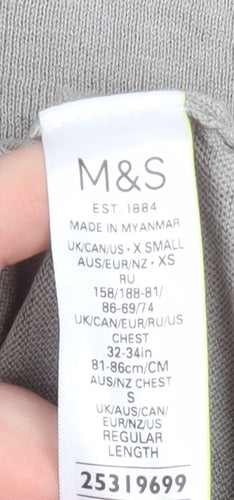Marks and Spencer Men’s Grey Silk Cotton Collared XS T-Shirt
