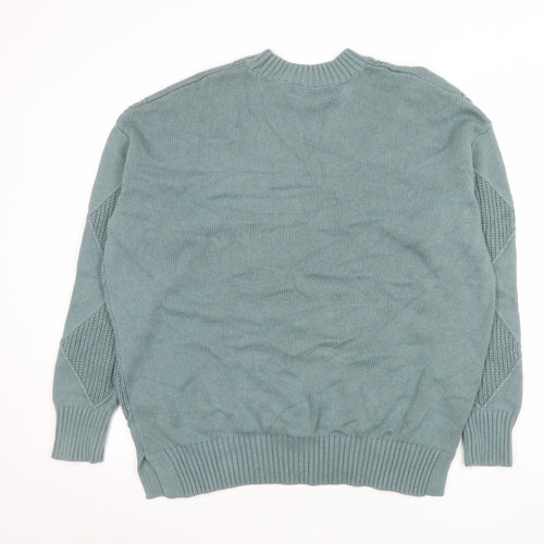 Marks and Spencer Men’s Green Argyle Crew Neck Cotton Wool Jumper Large