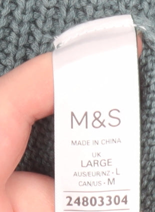 Marks and Spencer Men’s Green Argyle Crew Neck Cotton Wool Jumper Large