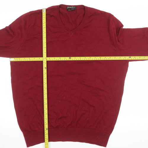 Admiral Mens Red Cotton Cashmere V-Neck Jumper L