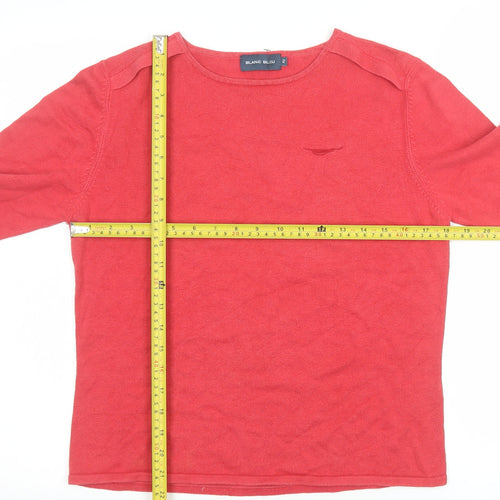 Blanc Bleu Women's Red Cotton Crew Neck Pullover Jumper Size 10