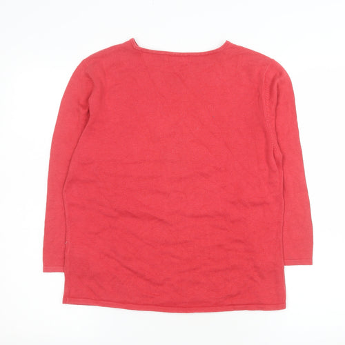Blanc Bleu Women's Red Cotton Crew Neck Pullover Jumper Size 10