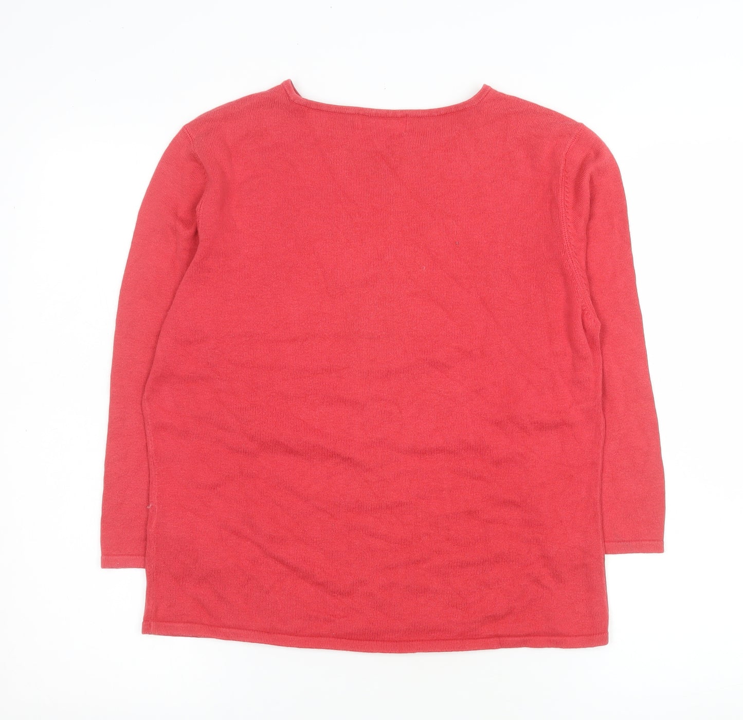 Blanc Bleu Women's Red Cotton Crew Neck Pullover Jumper Size 10