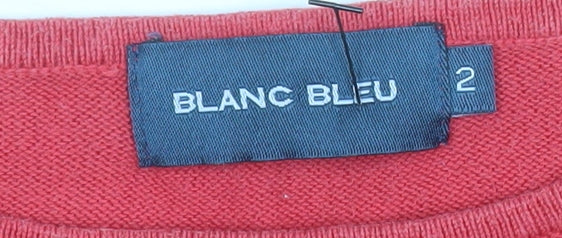 Blanc Bleu Women's Red Cotton Crew Neck Pullover Jumper Size 10