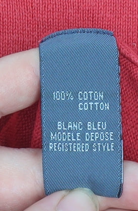 Blanc Bleu Women's Red Cotton Crew Neck Pullover Jumper Size 10
