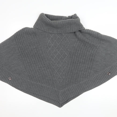 Pomodoro Women Grey Roll Neck Cape Jumper Size 14 Wool Blend