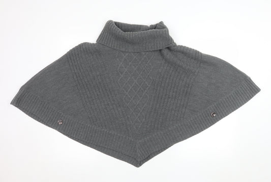 Pomodoro Women Grey Roll Neck Cape Jumper Size 14 Wool Blend