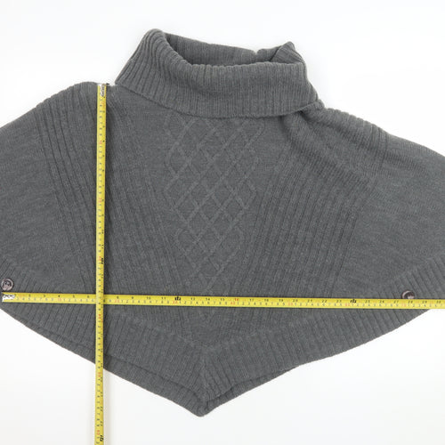Pomodoro Women Grey Roll Neck Cape Jumper Size 14 Wool Blend