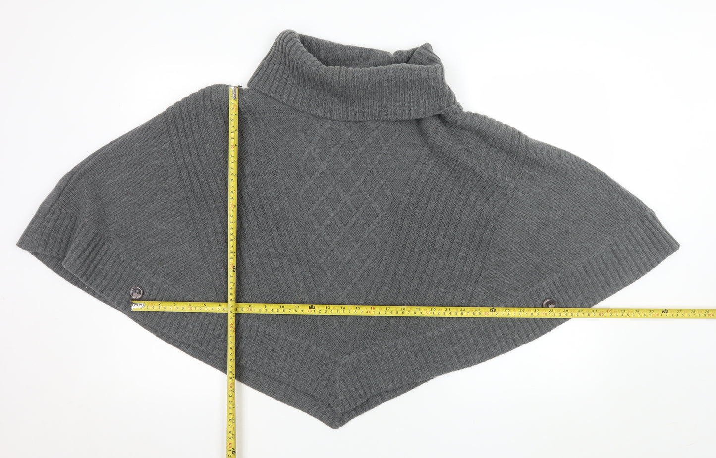 Pomodoro Women Grey Roll Neck Cape Jumper Size 14 Wool Blend