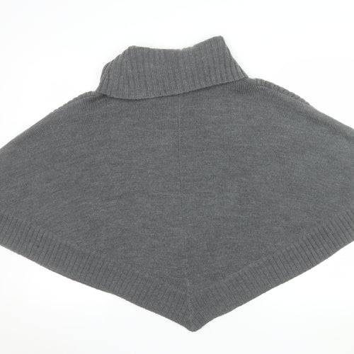 Pomodoro Women Grey Roll Neck Cape Jumper Size 14 Wool Blend
