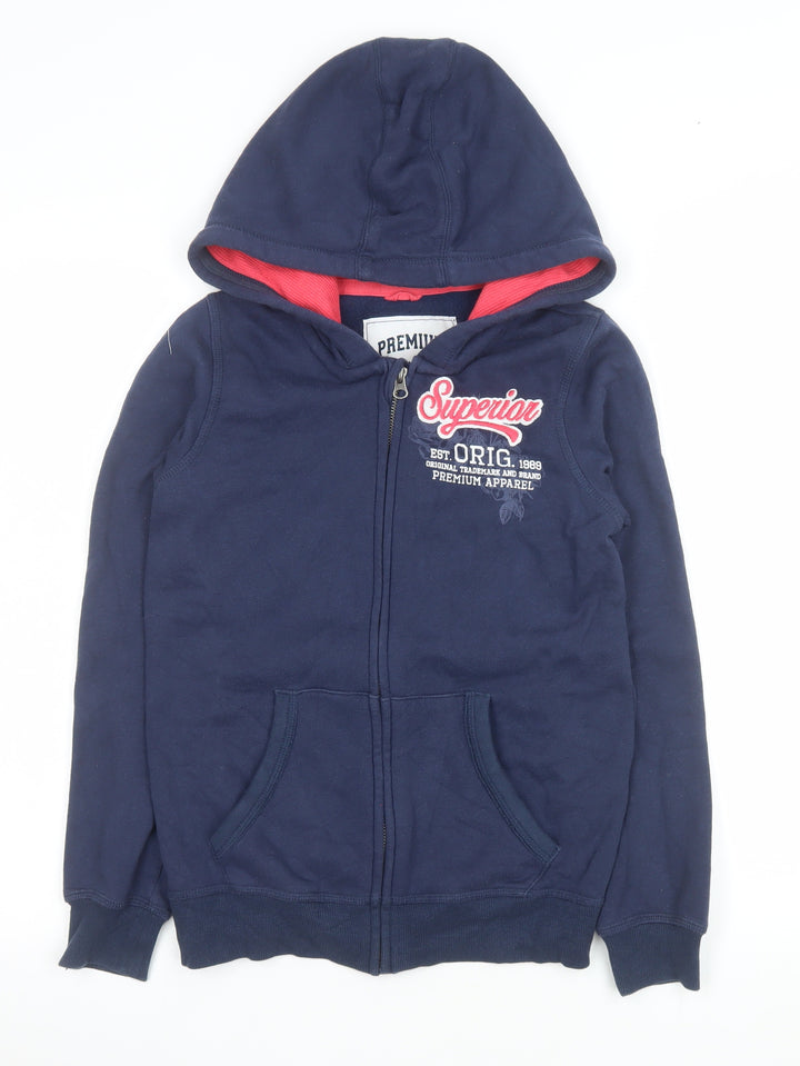 Pepperts Girls Blue Hooded Full Zip Basic Jacket Size 146 Cotton Blend