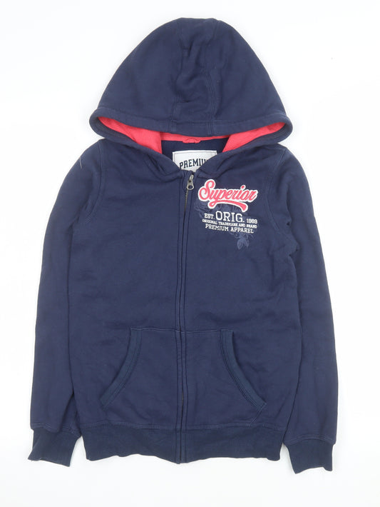 Pepperts Girls Blue Hooded Full Zip Basic Jacket Size 146 Cotton Blend