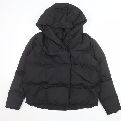 Threadbare Womens Black Hooded Puffer Jacket Size 8 Winter Coat