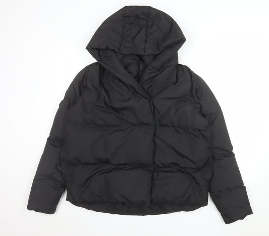 Threadbare Womens Black Hooded Puffer Jacket Size 8 Winter Coat