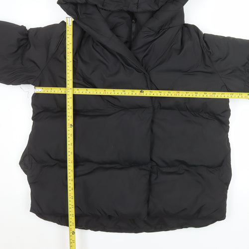 Threadbare Womens Black Hooded Puffer Jacket Size 8 Winter Coat