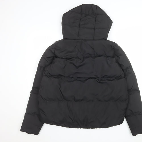 Threadbare Womens Black Hooded Puffer Jacket Size 8 Winter Coat
