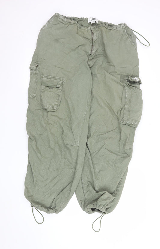 BDG Women’s Green Cargo Trousers M Cotton Relaxed Fit Utility Style