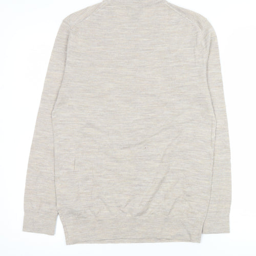 H&M Men's Beige Merino Wool Blend Crew Neck Jumper Size S